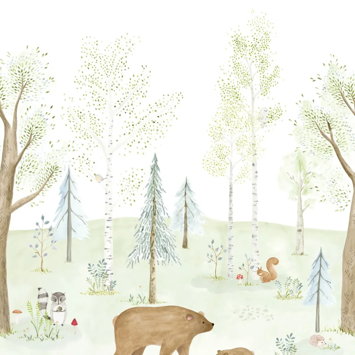 Waldszene mit Bären und hohen Bäumen – Casadeco, The Enchanted Forest With Bear