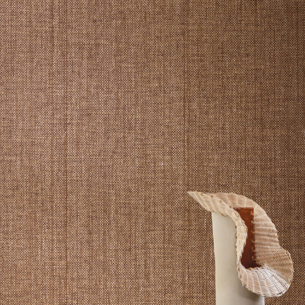 Braune Wand mit dichtem Gewebe und kleinen Unregelmäßigkeiten der Fäden.