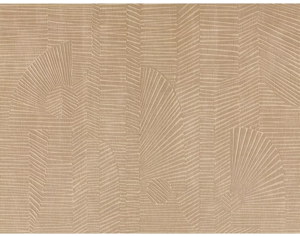 Danse des Sampans von Casamance mit geschwungenen, fein gegliederten Linien in warmem Beige.