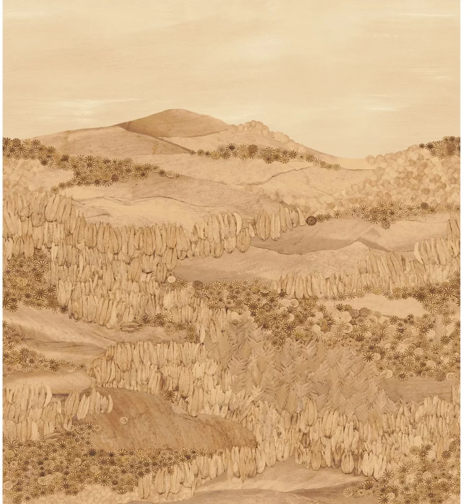 Almeria von Casamance zeigt eine fein gezeichnete weite Landschaft in warmen Sand- und Brauntönen.