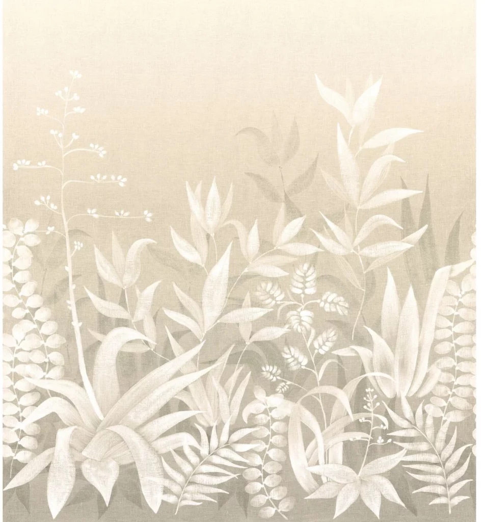 Saona von Casamance mit einer zarten Pflanzenlandschaft in Creme, Beige und warmem Grau.