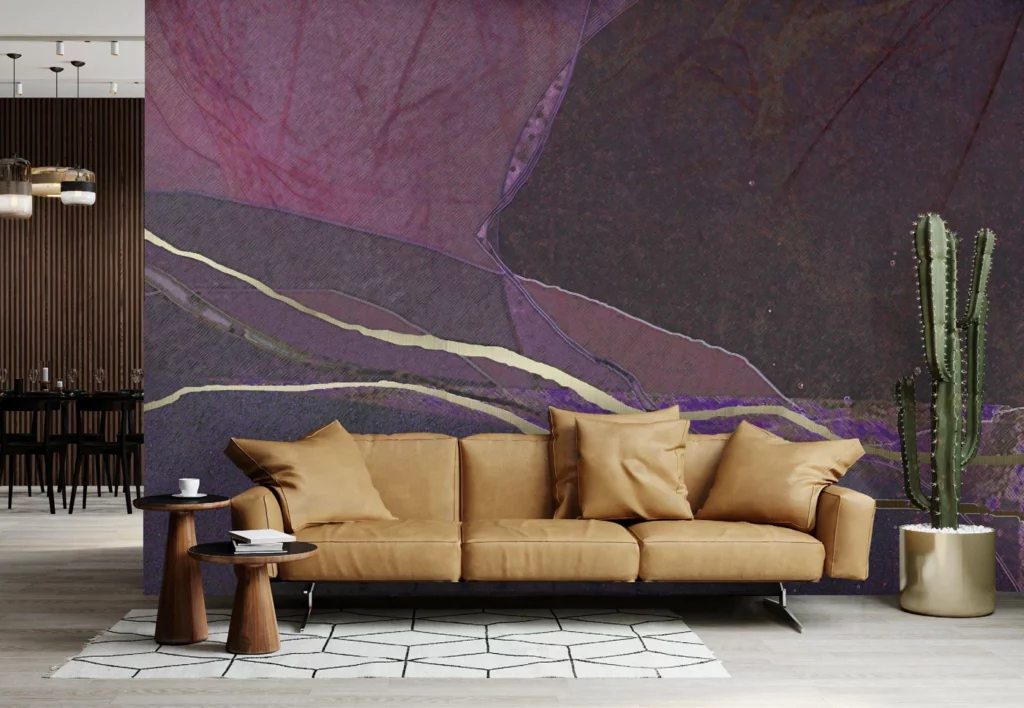 Sitzbereich mit dem abstrakten Steinmotiv Colorstone von RAUMKLEID