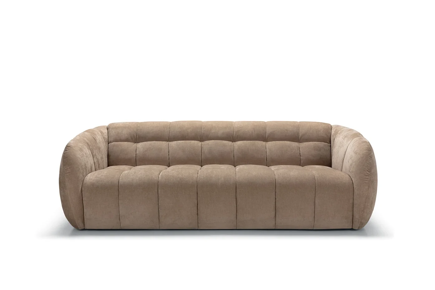 Beigefarbenes Sofa Cube von SITS mit gerundeter Form und großflächiger Steppung.